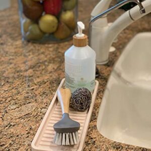 Happitasa Silicone Kitchen Sink Organizer Tray, Sponge Holder and Countertop Protector | Straight Lines Style (SAND DOLLAR, 12"x4")