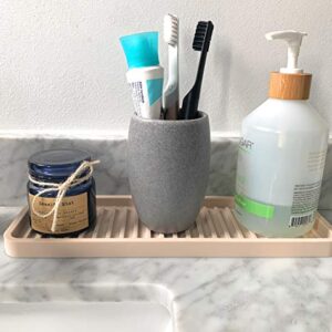 Happitasa Silicone Kitchen Sink Organizer Tray, Sponge Holder and Countertop Protector | Straight Lines Style (SAND DOLLAR, 12"x4")