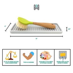 Happitasa Silicone Kitchen Sink Organizer Tray, Sponge Holder and Countertop Protector | Straight Lines Style (SAND DOLLAR, 12"x4")