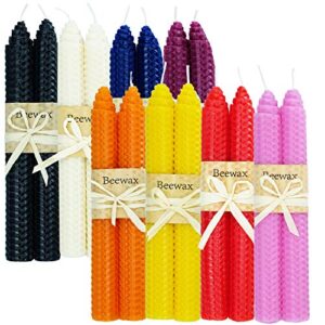 beeswax candles, natural beeswax taper candles for valentines day decor, handmade honeycomb taper candles, unscented beeswax taper candles, tall decorative odorless variety color pack for christmas