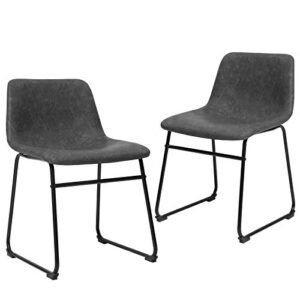 songmics set of 2 dining chairs with backrest, metal legs, comfortable wide seat, 18.9 x 21.2 x 29.9 inches, retro black