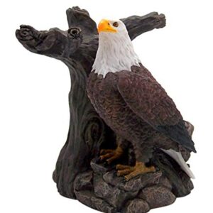 Bald Eagle Statue Wine Bottle Holder with Two Wine Glasses, Kitchen Decor, 8.5 Inch