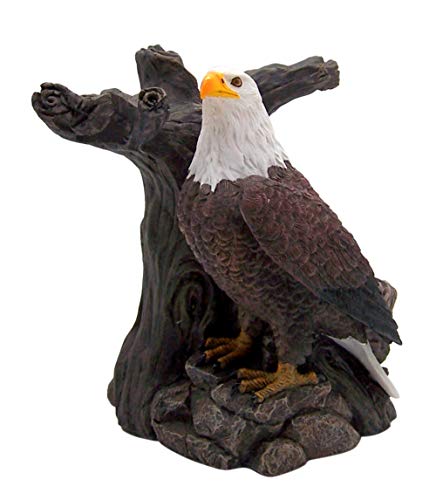 Bald Eagle Statue Wine Bottle Holder with Two Wine Glasses, Kitchen Decor, 8.5 Inch