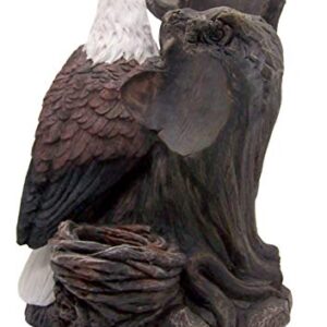 Bald Eagle Statue Wine Bottle Holder with Two Wine Glasses, Kitchen Decor, 8.5 Inch