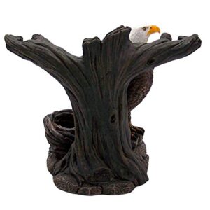 Bald Eagle Statue Wine Bottle Holder with Two Wine Glasses, Kitchen Decor, 8.5 Inch