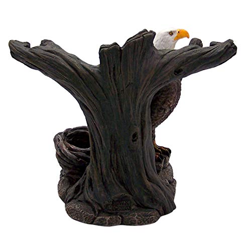 Bald Eagle Statue Wine Bottle Holder with Two Wine Glasses, Kitchen Decor, 8.5 Inch