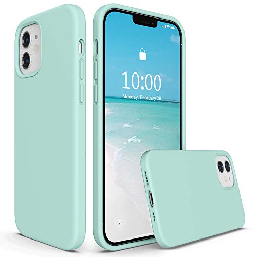 SURPHY Silicone Case Compatible with iPhone 12 Case and iPhone 12 Pro Case 6.1 inch 2020, Liquid Silicone Phone Case (with Microfiber Lining) Designed for iPhone 12 & 12 Pro (Mint Green)