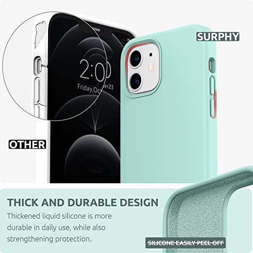 SURPHY Silicone Case Compatible with iPhone 12 Case and iPhone 12 Pro Case 6.1 inch 2020, Liquid Silicone Phone Case (with Microfiber Lining) Designed for iPhone 12 & 12 Pro (Mint Green)