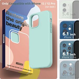 SURPHY Silicone Case Compatible with iPhone 12 Case and iPhone 12 Pro Case 6.1 inch 2020, Liquid Silicone Phone Case (with Microfiber Lining) Designed for iPhone 12 & 12 Pro (Mint Green)