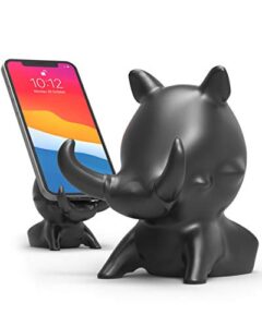 5th egg kawaii phone stand for desk, cute cell phone iphone holder, animal design fun accessories for office, home & gamer desktop- compatible with all mobile phones & mini tablets (warthog, black)