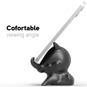 5th EGG Kawaii Phone Stand for Desk, Cute Cell Phone iPhone Holder, Animal Design Fun Accessories for Office, Home & Gamer Desktop- Compatible with All Mobile Phones & Mini Tablets (Warthog, Black)