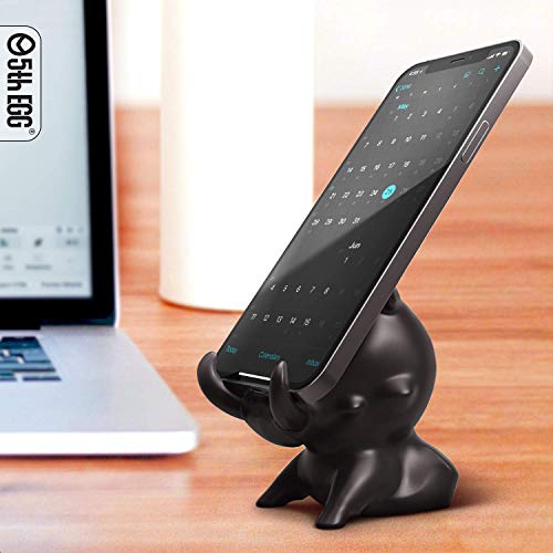 5th EGG Kawaii Phone Stand for Desk, Cute Cell Phone iPhone Holder, Animal Design Fun Accessories for Office, Home & Gamer Desktop- Compatible with All Mobile Phones & Mini Tablets (Warthog, Black)