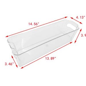 FixtureDisplays Stackable Plastic Organizer Storage Bins, Small - 2 Pack - Pantry Organization and Storage Refrigerator Bins Fridge Freezer Organizer 14.5 Long X 4.1 Wide X 4" Tall 15268-2PK-NF