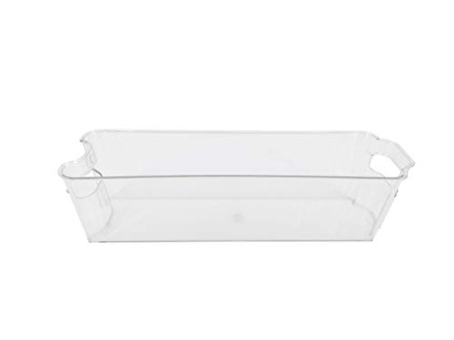 FixtureDisplays Stackable Plastic Organizer Storage Bins, Small - 2 Pack - Pantry Organization and Storage Refrigerator Bins Fridge Freezer Organizer 14.5 Long X 4.1 Wide X 4" Tall 15268-2PK-NF