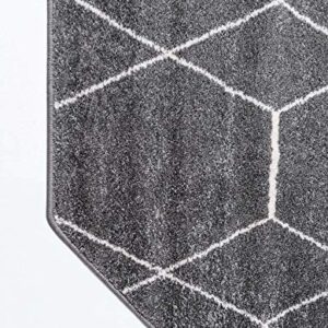 Unique Loom Trellis Frieze Collection Area Rug - Geometric (5' Octagon, Dark Gray/ Ivory)