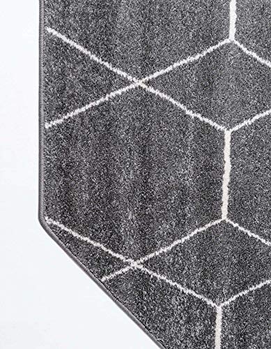 Unique Loom Trellis Frieze Collection Area Rug - Geometric (5' Octagon, Dark Gray/ Ivory)