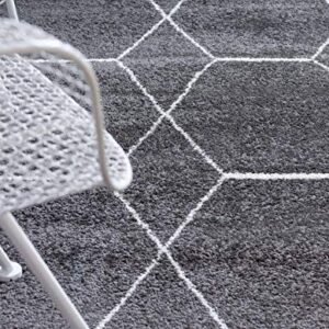 Unique Loom Trellis Frieze Collection Area Rug - Geometric (5' Octagon, Dark Gray/ Ivory)