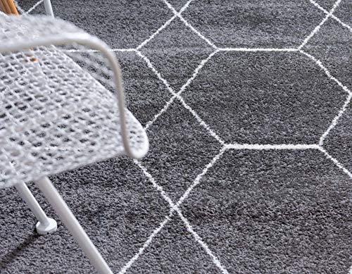 Unique Loom Trellis Frieze Collection Area Rug - Geometric (5' Octagon, Dark Gray/ Ivory)