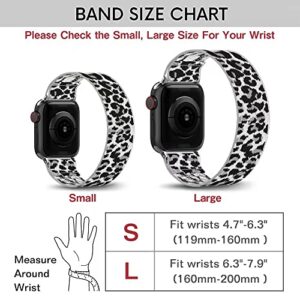 BMBEAR Stretchy Solo Loop Bands Compatible with Apple Watch 38mm 40mm 41mm Braided Elastic Weave Nylon Wristbands Women Men Straps for iWatch Series 7/6/5/4/3/2/1/SE Snow Leopard