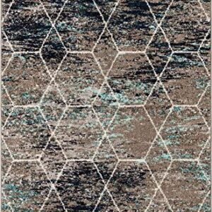 Unique Loom Trellis Frieze Collection Area Rug - Geometric (4' x 6', Blue Multi/ Ivory)