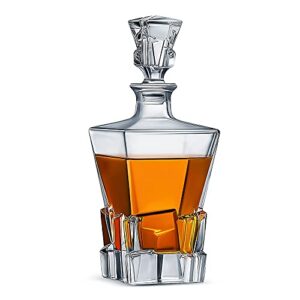 luxu premium whiskey decanter with glass stopper,29 oz bourbon decanter for wine | vodka | brandy,iceberg container bottle dispenser with lid - alcohol glass liquor decanter gift for men