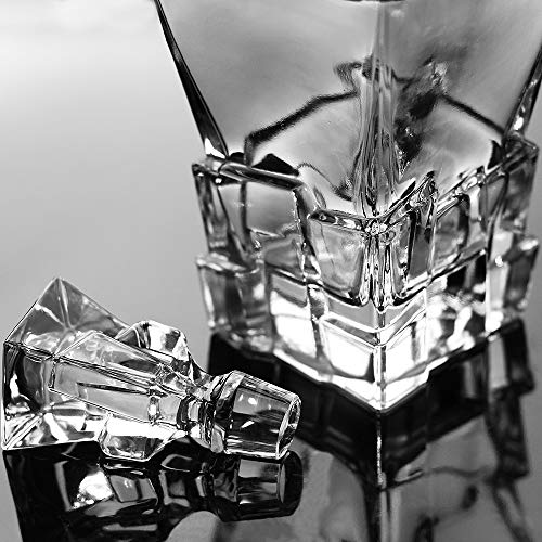 LUXU Premium Whiskey Decanter with Glass Stopper,29 oz Bourbon Decanter for Wine | Vodka | Brandy,Iceberg Container Bottle Dispenser with Lid - Alcohol Glass Liquor Decanter Gift for men
