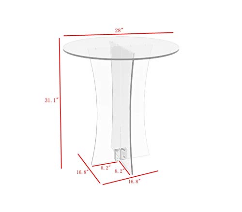 FixtureDisplays® Clear Plexiglass Lucite Acrylic Round Dining/Tradeshow Table, 28" Diameter x 31" Height 10033-1