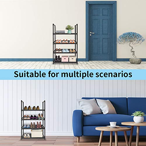 sunvito shoe rack, 4 tier shoe rack for closet, Small shoe rack for kids, Narrow shoe rack organizer storage 6-8 Pairs space saving shoes rack organizer entryway,cabinet, bedroom,door,corner,outdoor