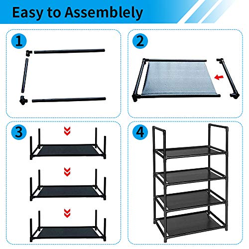 sunvito shoe rack, 4 tier shoe rack for closet, Small shoe rack for kids, Narrow shoe rack organizer storage 6-8 Pairs space saving shoes rack organizer entryway,cabinet, bedroom,door,corner,outdoor