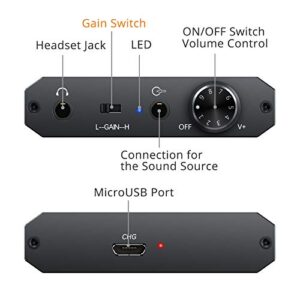 Neoteck Portable 3.5mm Headphone Amplifier with Bluetooth 5.0 Receiver, Two-Stage Gain Switch, 16-150 Ohm HiFi Earphone Amp, Aluminum Matte Surface