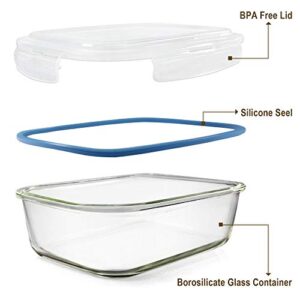 EcoEvo Glass Food Storage Containers Set, Large Size Glass Containers with Lids, BPA-free Locking lids, 100% Leak Proof Glass Meal Prep Containers, Freezer to Oven Safe (2 Pack of 80oz)