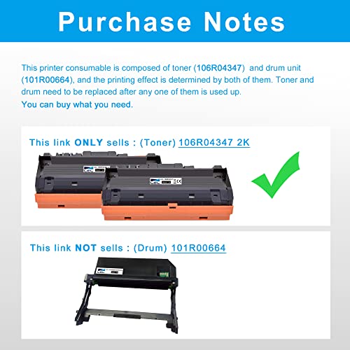 LCL Compatible Toner Cartridge Replacement for Xerox 106R04347 106R04346 B210 B205 B215 High-Yield（2-Pack Black