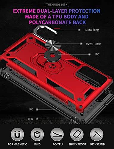 Military Grade Drop Impact for Samsung Galaxy Note 20 Case Note 20 5G Case 360 Metal Rotating Ring Kickstand Holder Armor Heavy Duty Shockproof Case for Galaxy Note 20 5G Phone Case (Black)