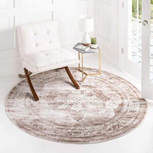 Unique Loom Sofia Collection Area Rug - Salle Garnier (4' 1" Round, Beige/ Ivory)