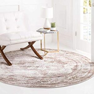 Unique Loom Sofia Collection Area Rug - Salle Garnier (4' 1" Round, Beige/ Ivory)