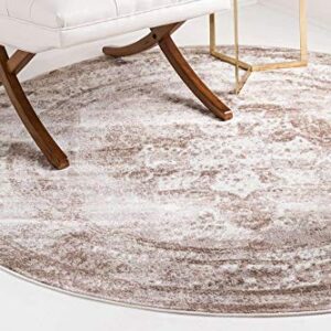 Unique Loom Sofia Collection Area Rug - Salle Garnier (4' 1" Round, Beige/ Ivory)