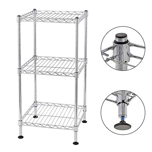 DLGJPA 3-Shelf Storage Heavy Steel Wire Shelving Unit,Silver