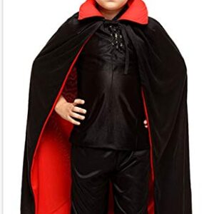 ZsSmddx Unisex Cosplay Christmas Halloween Witch Party Reversible Hooded Vampires Cape Cloak（Dual-Layer,Black and red ） (S, Stand Collar)