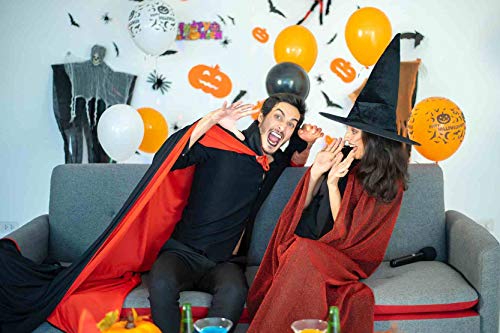 ZsSmddx Unisex Cosplay Christmas Halloween Witch Party Reversible Hooded Vampires Cape Cloak（Dual-Layer,Black and red ） (S, Stand Collar)