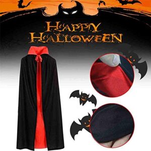 ZsSmddx Unisex Cosplay Christmas Halloween Witch Party Reversible Hooded Vampires Cape Cloak（Dual-Layer,Black and red ） (S, Stand Collar)