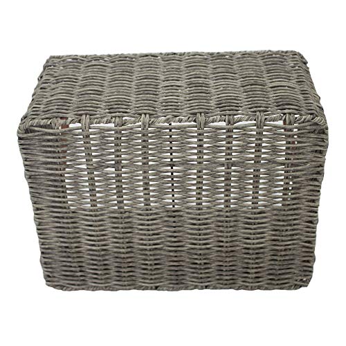 HDKJ PP Tube Storage Basket with handle,Rectangular storage basket,Decorative Home Storage Bins. (Gray, Large)