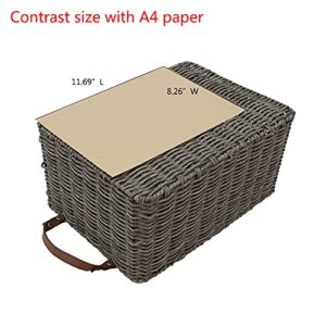 HDKJ PP Tube Storage Basket with handle,Rectangular storage basket,Decorative Home Storage Bins. (Gray, Large)