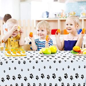 Puppy Themed Birthday Party Decorations -Plastic Table Cover for Arts & Crafts, Dog and Cat Paw Party Supplies Puppy Paw Print Plastic Tablecloth 54x108” Disposable Table Cover for Dog Themed Party