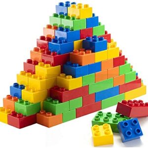 PREXTEX Building Blocks for Toddlers 1-3+ (100 Mega Blocks) Large Toy Blocks Compatible with Most Major Brands - Kids Toys Gift Set for All Ages (Boys & Girls)