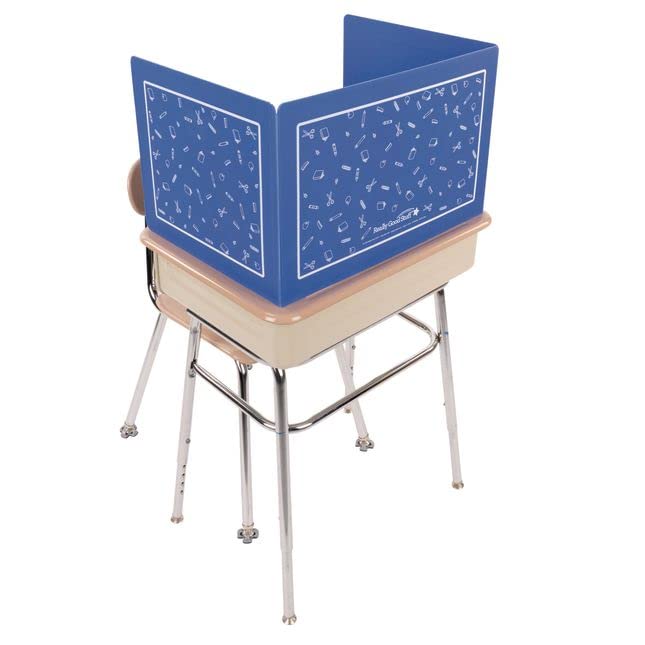 Really Good Stuff Plastic Privacy Shields for Student Desks – Single - Large - Study Carrel Reduces Distractions - Keep Eyes from Wandering During Tests, Blue School Tools