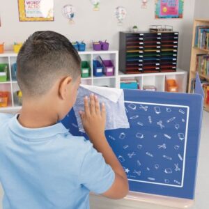 Really Good Stuff Plastic Privacy Shields for Student Desks – Single - Large - Study Carrel Reduces Distractions - Keep Eyes from Wandering During Tests, Blue School Tools