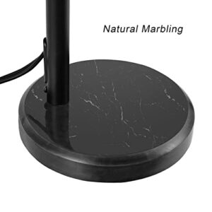 WINGBO Black Metal Table Lamp, Industrial Nightstand Reading Light Desk Lamp with Marble Base Flexible Head, 23.7" Height Adjustable Task Lamp for Office End Table Bedside, 7W 6500K LED Bulb Included