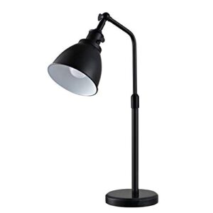 WINGBO Black Metal Table Lamp, Industrial Nightstand Reading Light Desk Lamp with Marble Base Flexible Head, 23.7" Height Adjustable Task Lamp for Office End Table Bedside, 7W 6500K LED Bulb Included