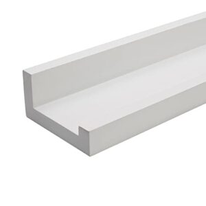 Melannco Floating MDF Photo Ledge for Bedroom, Living Room, Bathroom, Kitchen, Nursery, 18-Inch, White