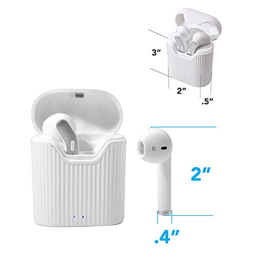 Wireless Gear Bluetooth 5.0 True Wireless Stereo Earbuds with Charging Case, White/Gray